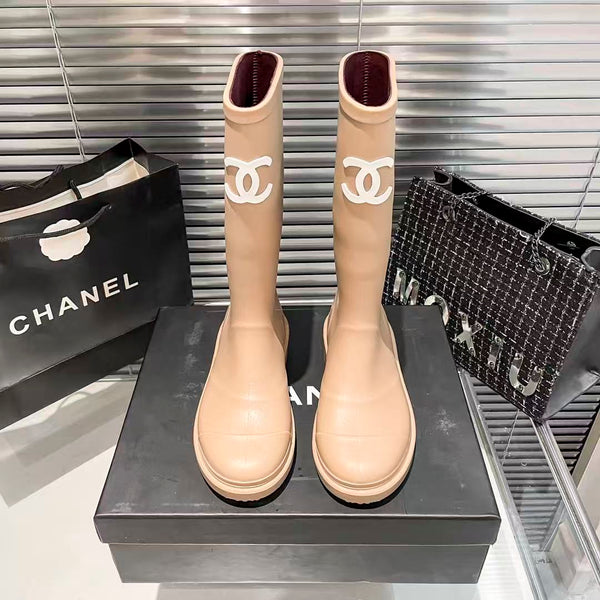 CC RAIN BOOTS BEIGE TPU MID - TOP WITH WHITE LOGO