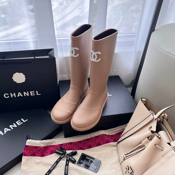 CC RAIN BOOTS BEIGE TPU MID - TOP WITH WHITE LOGO