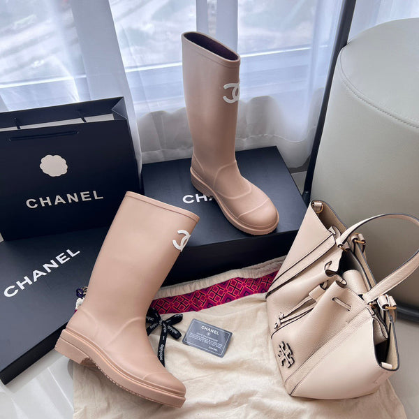 CC RAIN BOOTS BEIGE TPU MID - TOP WITH WHITE LOGO