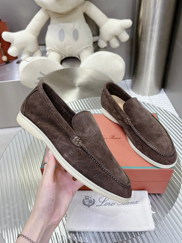 Loro Piana Suede Summer Walk Loafers Brown