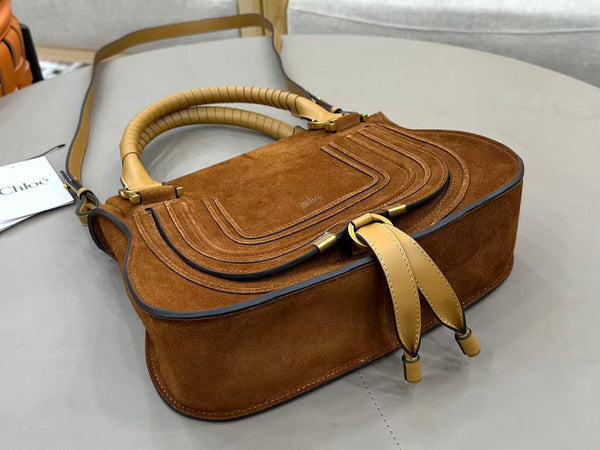 Chloe Marcie Bag 30cm Brown Suede