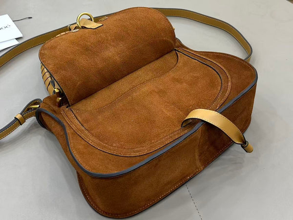 Chloe Marcie Bag 30cm Brown Suede