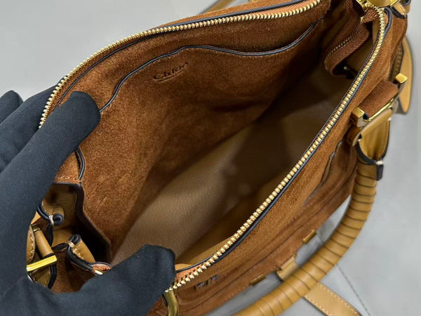 Chloe Marcie Bag 30cm Brown Suede