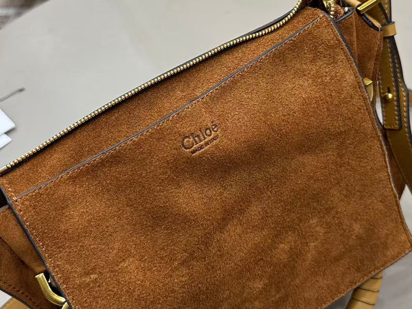 Chloe Marcie Bag 30cm Brown Suede