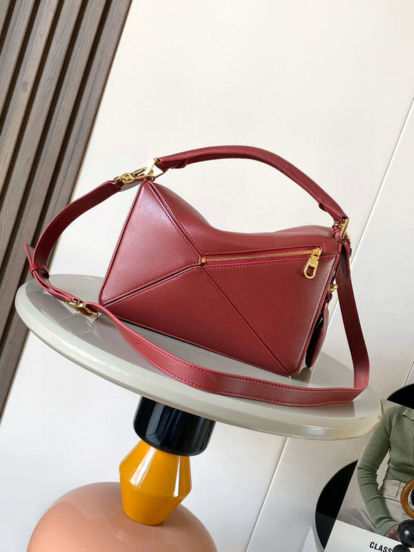 Loe Featherlight Puzzle Bag 24cm In Burgundy Nappa Calfskin