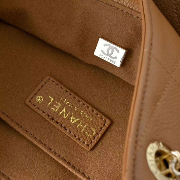 CC Maxi Shopping Bag Brown Grain Calfskin