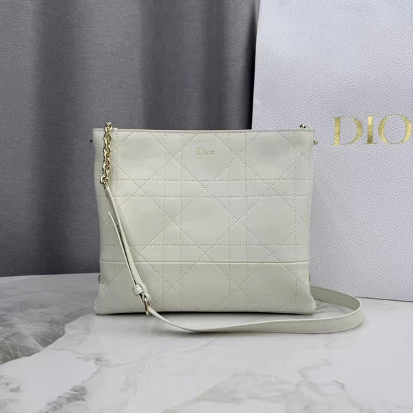CD 26s Trianon Bag with Chain White Lambskin