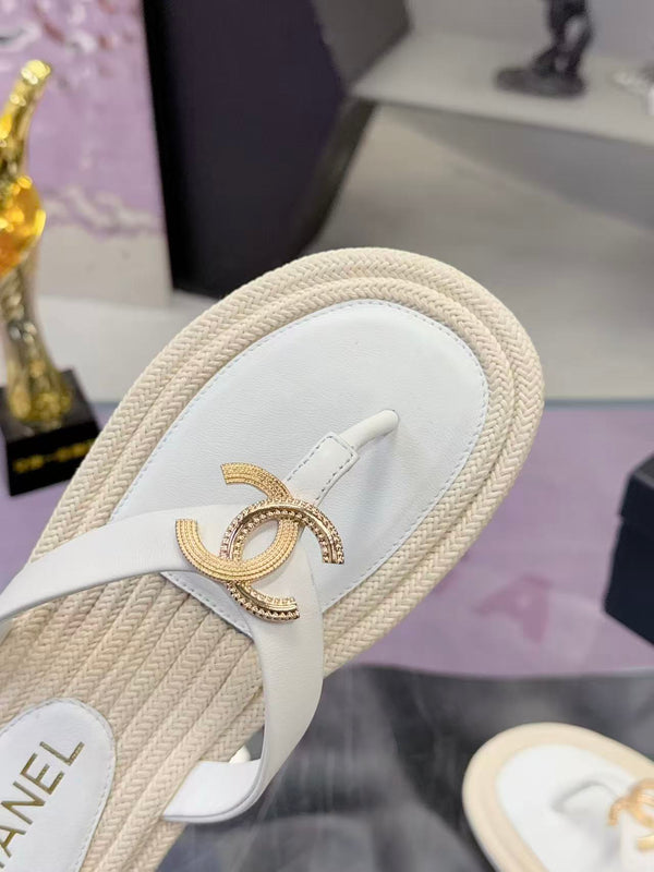 CC 2026 Thong Sandals White Sheepskin