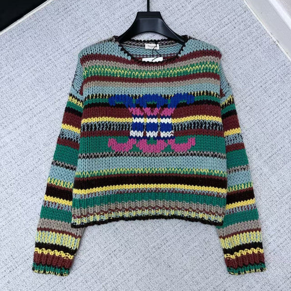 Celine 26s Crewneck Sweater Multicolor Alpaca Wool