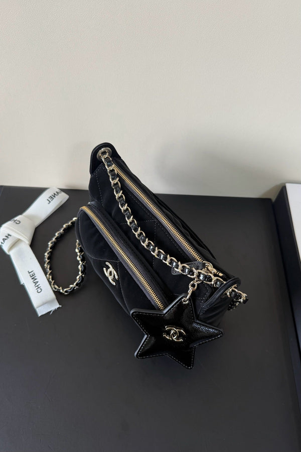 CC 25/56 Small Zipped Case Black Velvet GHW