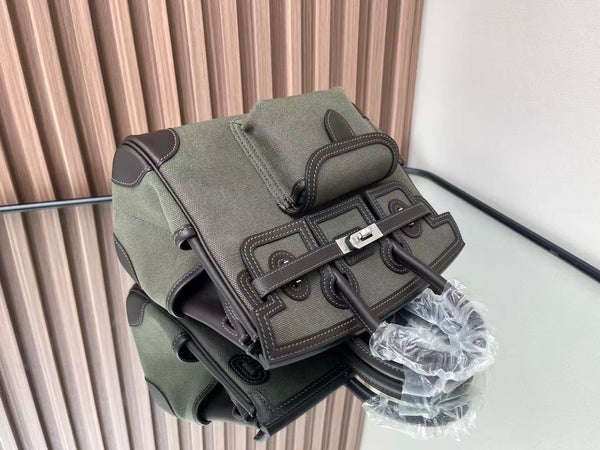 HM Birkin 25 Cargo Olive Green Black Olive Green Black