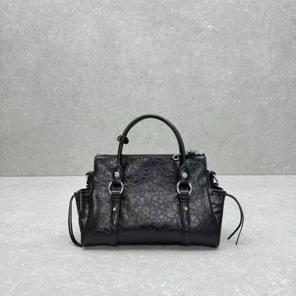 Miu Retro Rope Motorcycle Bag Black Leather