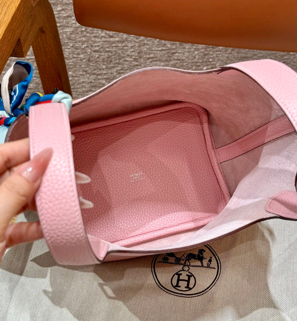 HM Picotin Lock 18cm Pink Clemence Silver Hardware