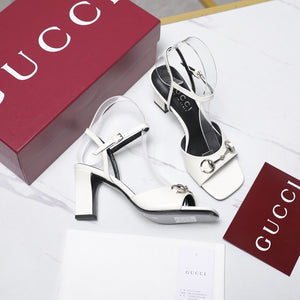 GG Signora Sandals 7.5cm White Silver in Cowhide