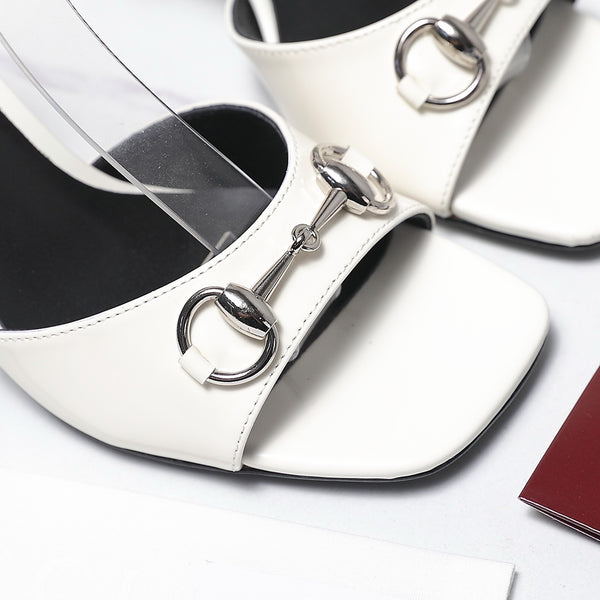 GG Signora Sandals 7.5cm White Silver in Cowhide
