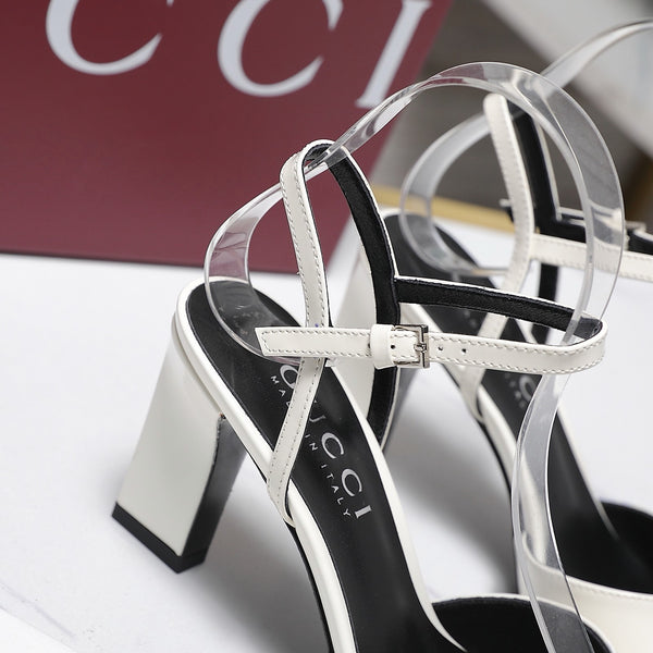 GG Signora Sandals 7.5cm White Silver in Cowhide