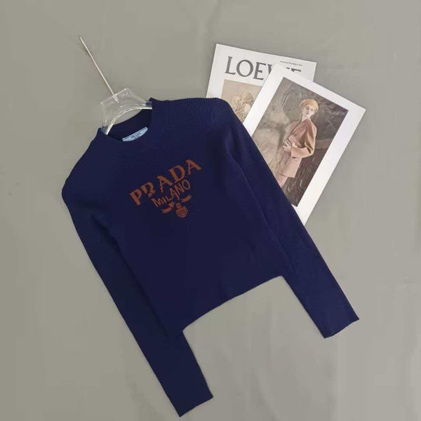 Pra Logo Ribbed Long Sleeve Knit Top
