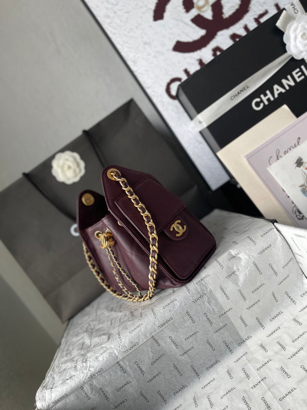 CC 26c Hobo Bag 30cm Burgundy Caviar Leather GHW