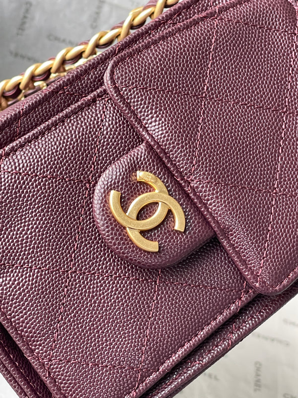 CC 26c Hobo Bag 30cm Burgundy Caviar Leather GHW