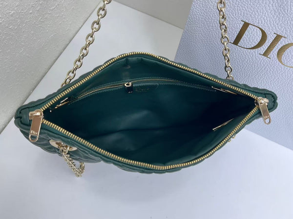 CD Small Cannage Quilted Tote Bag Deep Teal Cowhide 158910