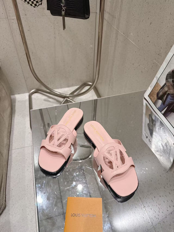 LV Isola Flat Mule Pink Calfskin