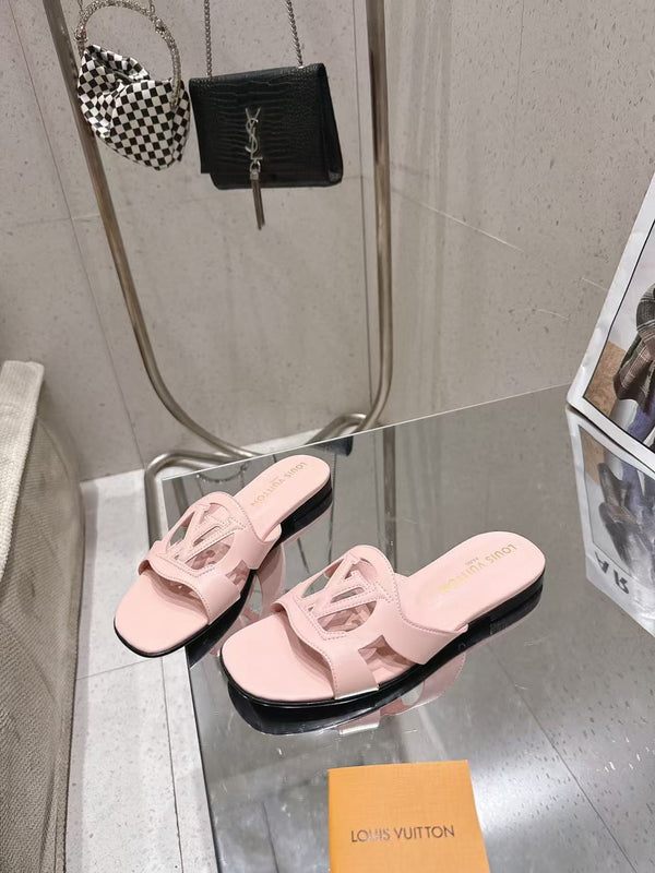 LV Isola Flat Mule Pink Calfskin