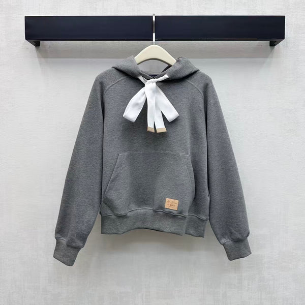 LV Drawstring Hoodie Grey Cotton