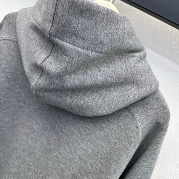 LV Drawstring Hoodie Grey Cotton