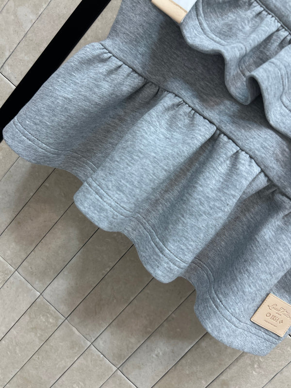 LV Strap Peplum Crop Top Gray Cotton Blend