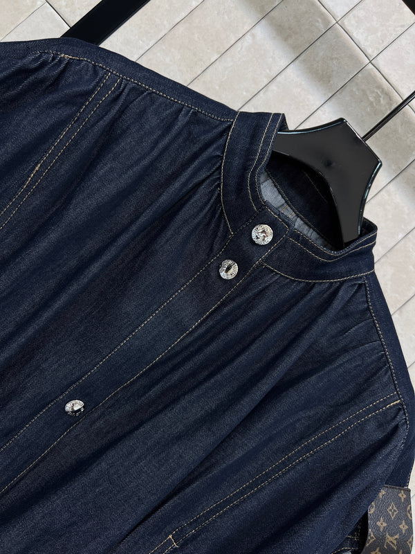 LV Batwing Denim Jacket Indigo Blue Denim