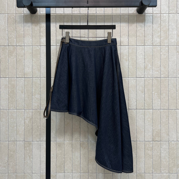 LV Asymmetrical Denim Skirt Blue Denim