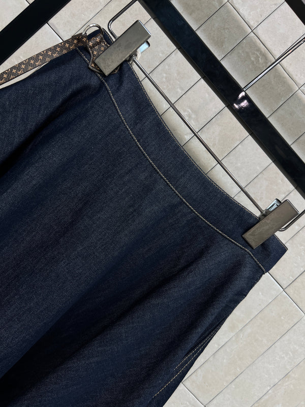 LV Asymmetrical Denim Skirt Blue Denim
