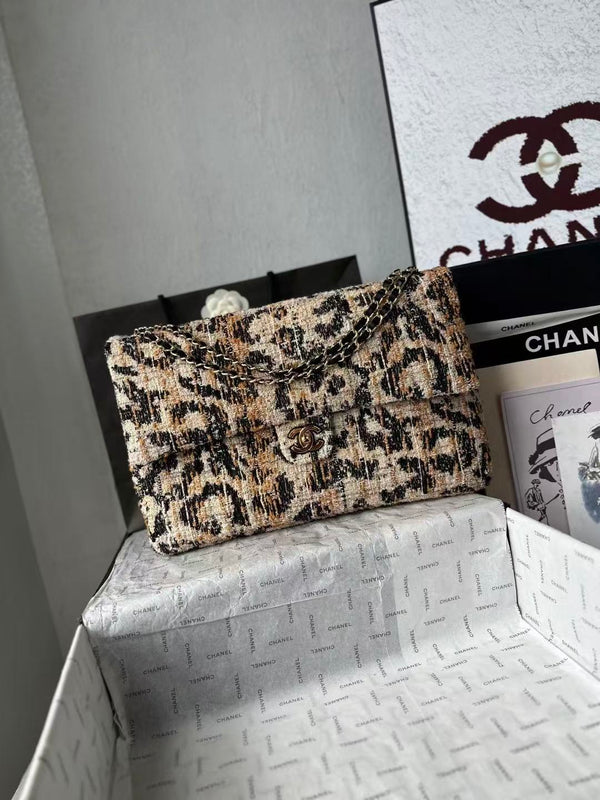 CC Bag 32cm Leopard Print Grosgrain Tweed