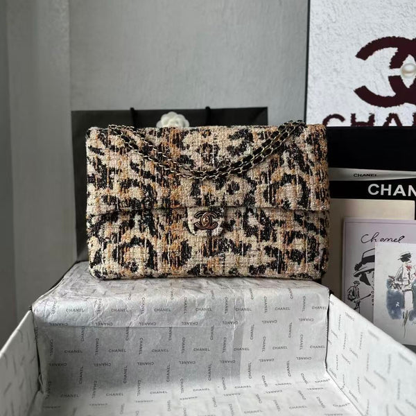 CC Bag 32cm Leopard Print Grosgrain Tweed