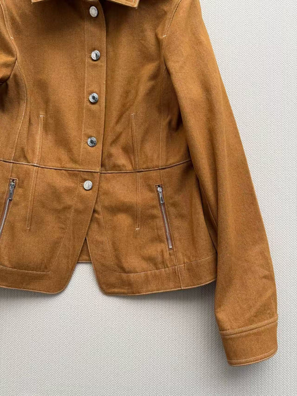 HM  Fitted Jacket Caramel Cotton