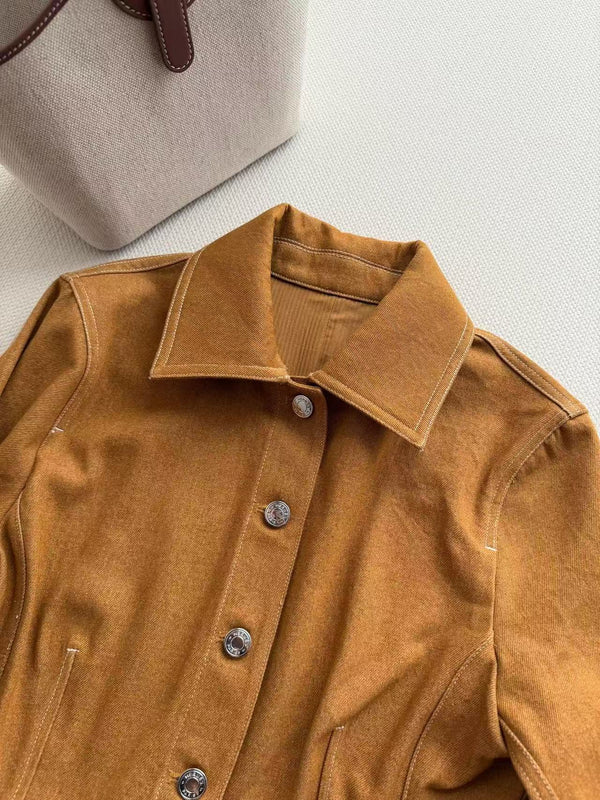 HM  Fitted Jacket Caramel Cotton