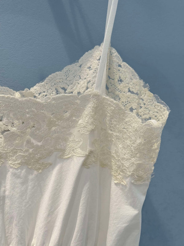 Miu Eyelet Lace Mini Dress White Cotton