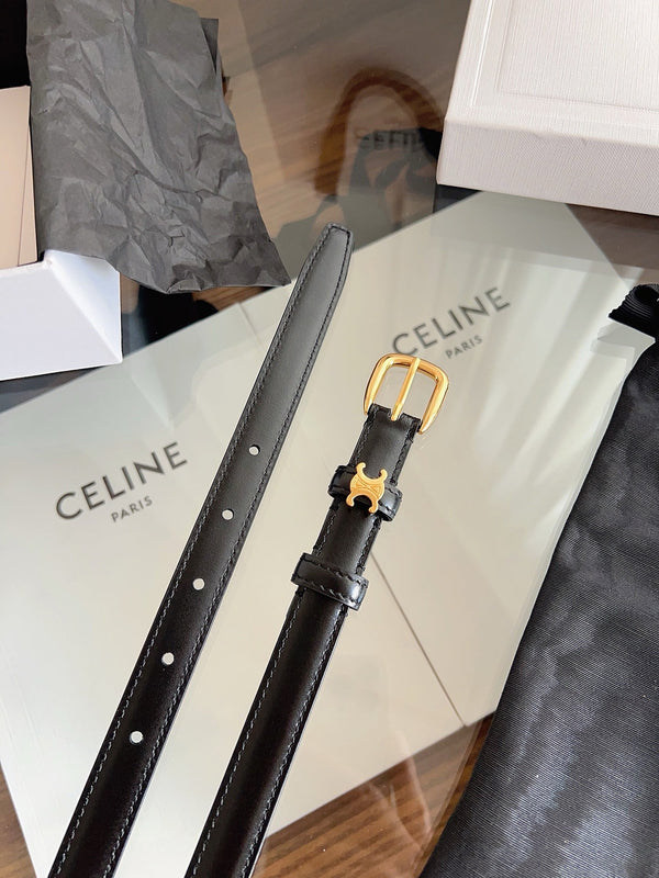CL MINI 18 MM  VIVIENNE BELT IN BLACK CALFSKIN GOLD HARDWARE