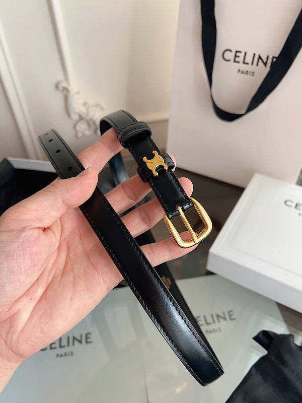 CL MINI 18 MM  VIVIENNE BELT IN BLACK CALFSKIN GOLD HARDWARE