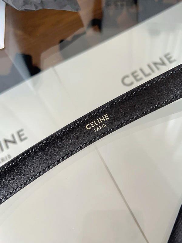 CL MINI 18 MM  VIVIENNE BELT IN BLACK CALFSKIN GOLD HARDWARE