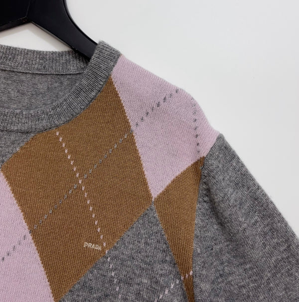 Prad 26 Short-Sleeve Argyle in Grey Cashmere