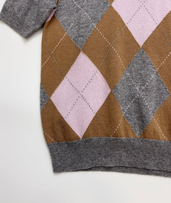 Prad 26 Short-Sleeve Argyle in Grey Cashmere