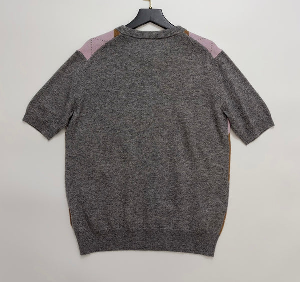 Prad 26 Short-Sleeve Argyle in Grey Cashmere