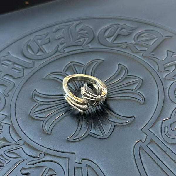 Chrome Plated Cross Silver Ring