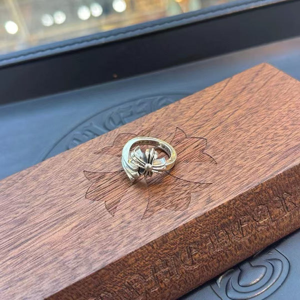 Chrome Plated Cross Silver Ring