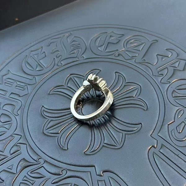 Chrome Plated Cross Silver Ring