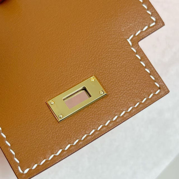 HM Kelly Festival Bag Charm in Tan Swift Calfskin GHW