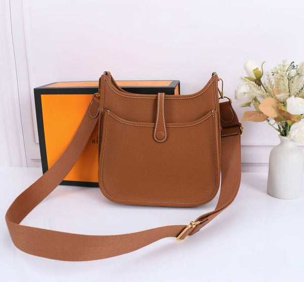 Hermes Mini Evelyne 23cm Brown Togo Leather Gold Hardware
