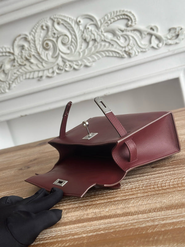 HM Kelly Pochette Rouge H 22CM Burgundy Swift Leather
