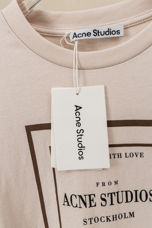 Acne Layered Graphic T-Shirt Warm Beige Cotton